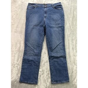 Lee Jeans Womens Plus Sz 18 Long Blue Relaxed Fit Straight Leg Stretch Comfort